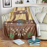 Lederhosen Oktoberfest Blanket Gold Edelweiss Floral Polka Dots - Wonder Print Shop