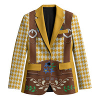 Lederhosen Oktoberfest Blazer Gold Edelweiss Floral Polka Dots - Wonder Print Shop