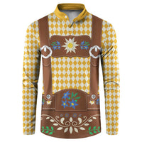 Lederhosen Oktoberfest Button Sweatshirt Gold Edelweiss Floral Polka Dots - Wonder Print Shop