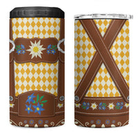 Lederhosen Oktoberfest 4 in 1 Can Cooler Tumbler Gold Edelweiss Floral Polka Dots - Wonder Print Shop