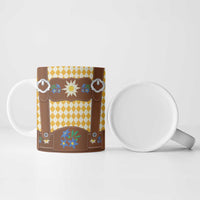 Lederhosen Oktoberfest Ceramic Mug Gold Edelweiss Floral Polka Dots - Wonder Print Shop