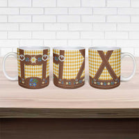 Lederhosen Oktoberfest Ceramic Mug Gold Edelweiss Floral Polka Dots - Wonder Print Shop