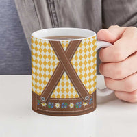 Lederhosen Oktoberfest Ceramic Mug Gold Edelweiss Floral Polka Dots - Wonder Print Shop