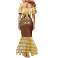 Lederhosen Oktoberfest Family Matching Mermaid Dress and Hawaiian Shirt Gold Edelweiss Floral Polka Dots - Wonder Print Shop