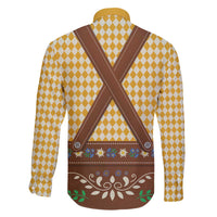 Lederhosen Oktoberfest Family Matching Off The Shoulder Long Sleeve Dress and Hawaiian Shirt Gold Edelweiss Floral Polka Dots - Wonder Print Shop