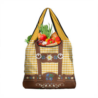 Lederhosen Oktoberfest Grocery Bag Gold Edelweiss Floral Polka Dots - Wonder Print Shop