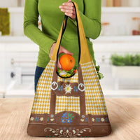Lederhosen Oktoberfest Grocery Bag Gold Edelweiss Floral Polka Dots - Wonder Print Shop