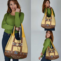 Lederhosen Oktoberfest Grocery Bag Gold Edelweiss Floral Polka Dots - Wonder Print Shop