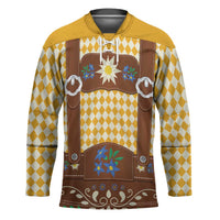 Lederhosen Oktoberfest Hockey Jersey Gold Edelweiss Floral Polka Dots - Wonder Print Shop