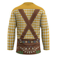 Lederhosen Oktoberfest Hockey Jersey Gold Edelweiss Floral Polka Dots - Wonder Print Shop