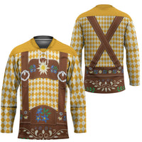 Lederhosen Oktoberfest Hockey Jersey Gold Edelweiss Floral Polka Dots - Wonder Print Shop