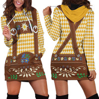 Lederhosen Oktoberfest Hoodie Dress Gold Edelweiss Floral Polka Dots - Wonder Print Shop