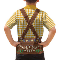 Lederhosen Oktoberfest Kid Hawaiian Shirt Gold Edelweiss Floral Polka Dots - Wonder Print Shop