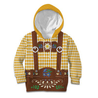 Lederhosen Oktoberfest Kid Hoodie Gold Edelweiss Floral Polka Dots - Wonder Print Shop