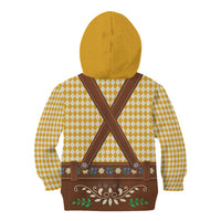 Lederhosen Oktoberfest Kid Hoodie Gold Edelweiss Floral Polka Dots - Wonder Print Shop