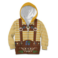 Lederhosen Oktoberfest Kid Hoodie Gold Edelweiss Floral Polka Dots - Wonder Print Shop