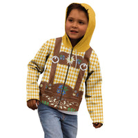 Lederhosen Oktoberfest Kid Hoodie Gold Edelweiss Floral Polka Dots - Wonder Print Shop