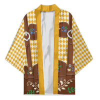 Lederhosen Oktoberfest Kimono Gold Edelweiss Floral Polka Dots - Wonder Print Shop