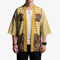 Lederhosen Oktoberfest Kimono Gold Edelweiss Floral Polka Dots - Wonder Print Shop