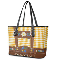 Lederhosen Oktoberfest Leather Tote Bag Gold Edelweiss Floral Polka Dots - Wonder Print Shop