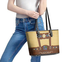 Lederhosen Oktoberfest Leather Tote Bag Gold Edelweiss Floral Polka Dots - Wonder Print Shop