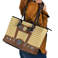 Lederhosen Oktoberfest Leather Tote Bag Gold Edelweiss Floral Polka Dots - Wonder Print Shop