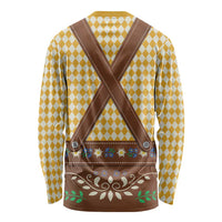 Lederhosen Oktoberfest Long Sleeve Shirt Gold Edelweiss Floral Polka Dots - Wonder Print Shop