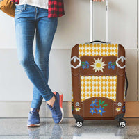 Lederhosen Oktoberfest Luggage Cover Gold Edelweiss Floral Polka Dots - Wonder Print Shop