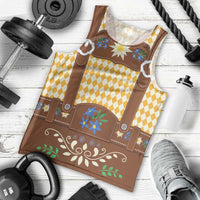 Lederhosen Oktoberfest Men Tank Top Gold Edelweiss Floral Polka Dots - Wonder Print Shop