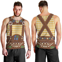 Lederhosen Oktoberfest Men Tank Top Gold Edelweiss Floral Polka Dots - Wonder Print Shop