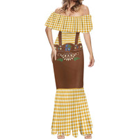 Lederhosen Oktoberfest Mermaid Dress Gold Edelweiss Floral Polka Dots - Wonder Print Shop