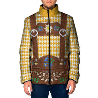 Lederhosen Oktoberfest Padded Jacket Gold Edelweiss Floral Polka Dots - Wonder Print Shop