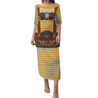 Lederhosen Oktoberfest Puletasi Gold Edelweiss Floral Polka Dots - Wonder Print Shop