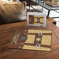 Lederhosen Oktoberfest Puzzle Gold Edelweiss Floral Polka Dots - Wonder Print Shop