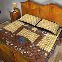 Lederhosen Oktoberfest Quilt Bed Set Gold Edelweiss Floral Polka Dots - Wonder Print Shop