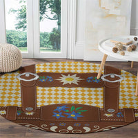 Lederhosen Oktoberfest Round Carpet Gold Edelweiss Floral Polka Dots - Wonder Print Shop