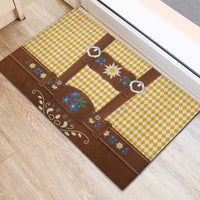 Lederhosen Oktoberfest Rubber Doormat Gold Edelweiss Floral Polka Dots - Wonder Print Shop