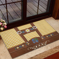 Lederhosen Oktoberfest Rubber Doormat Gold Edelweiss Floral Polka Dots - Wonder Print Shop