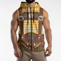 Lederhosen Oktoberfest Sleeveless Zip Hoodie Gold Edelweiss Floral Polka Dots - Wonder Print Shop