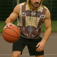 Lederhosen Oktoberfest Sleeveless Zip Hoodie Gold Edelweiss Floral Polka Dots - Wonder Print Shop