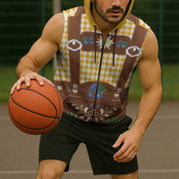 Lederhosen Oktoberfest Sleeveless Zip Hoodie Gold Edelweiss Floral Polka Dots - Wonder Print Shop