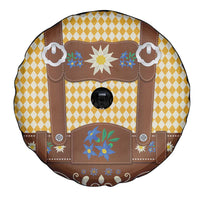 Lederhosen Oktoberfest Spare Tire Cover Gold Edelweiss Floral Polka Dots - Wonder Print Shop