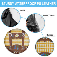 Lederhosen Oktoberfest Spare Tire Cover Gold Edelweiss Floral Polka Dots - Wonder Print Shop