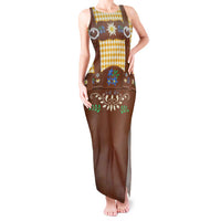 Lederhosen Oktoberfest Tank Maxi Dress Gold Edelweiss Floral Polka Dots - Wonder Print Shop