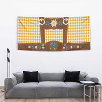 Lederhosen Oktoberfest Tapestry Gold Edelweiss Floral Polka Dots - Wonder Print Shop