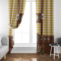 Lederhosen Oktoberfest Window Curtain Gold Edelweiss Floral Polka Dots - Wonder Print Shop