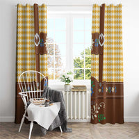 Lederhosen Oktoberfest Window Curtain Gold Edelweiss Floral Polka Dots - Wonder Print Shop