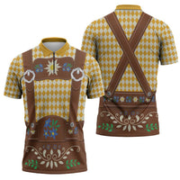 Lederhosen Oktoberfest Zipper Polo Shirt Gold Edelweiss Floral Polka Dots - Wonder Print Shop