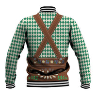 Lederhosen Oktoberfest Baseball Jacket Green Edelweiss Floral Polka Dots - Wonder Print Shop