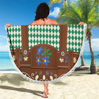 Lederhosen Oktoberfest Beach Blanket Green Edelweiss Floral Polka Dots - Wonder Print Shop